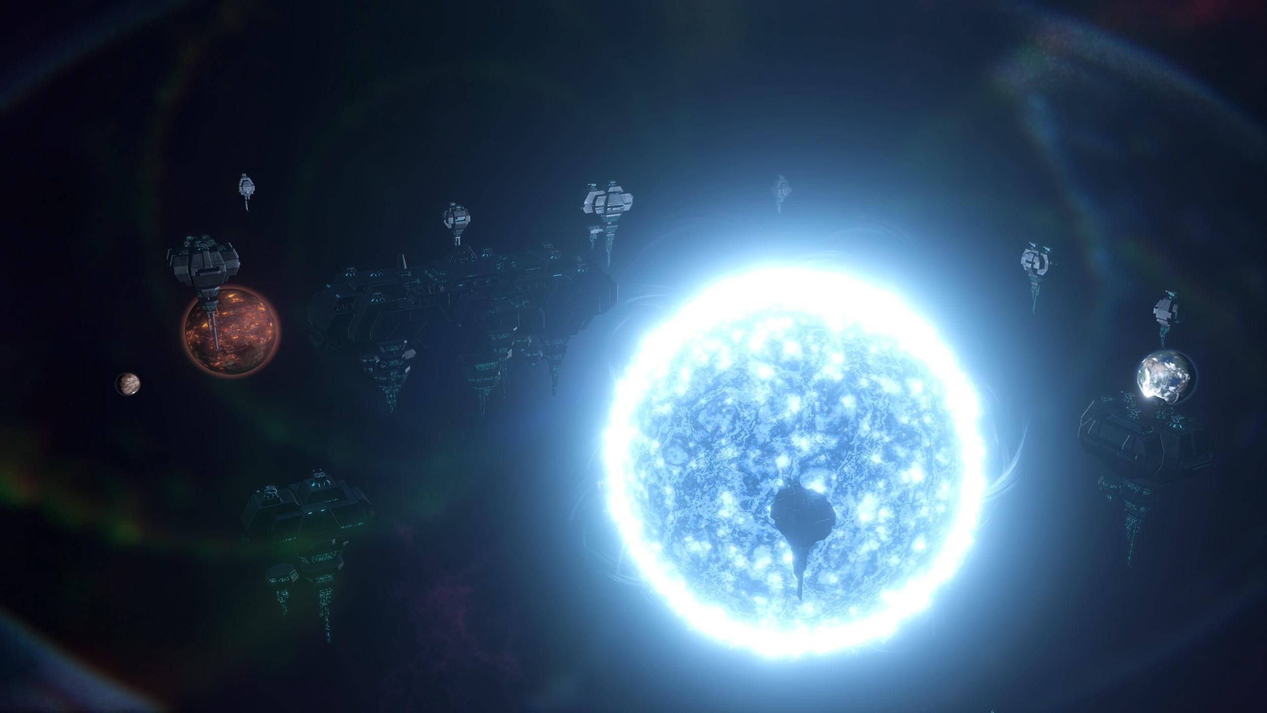 Скриншот звёздной системы из стратегии Stellaris